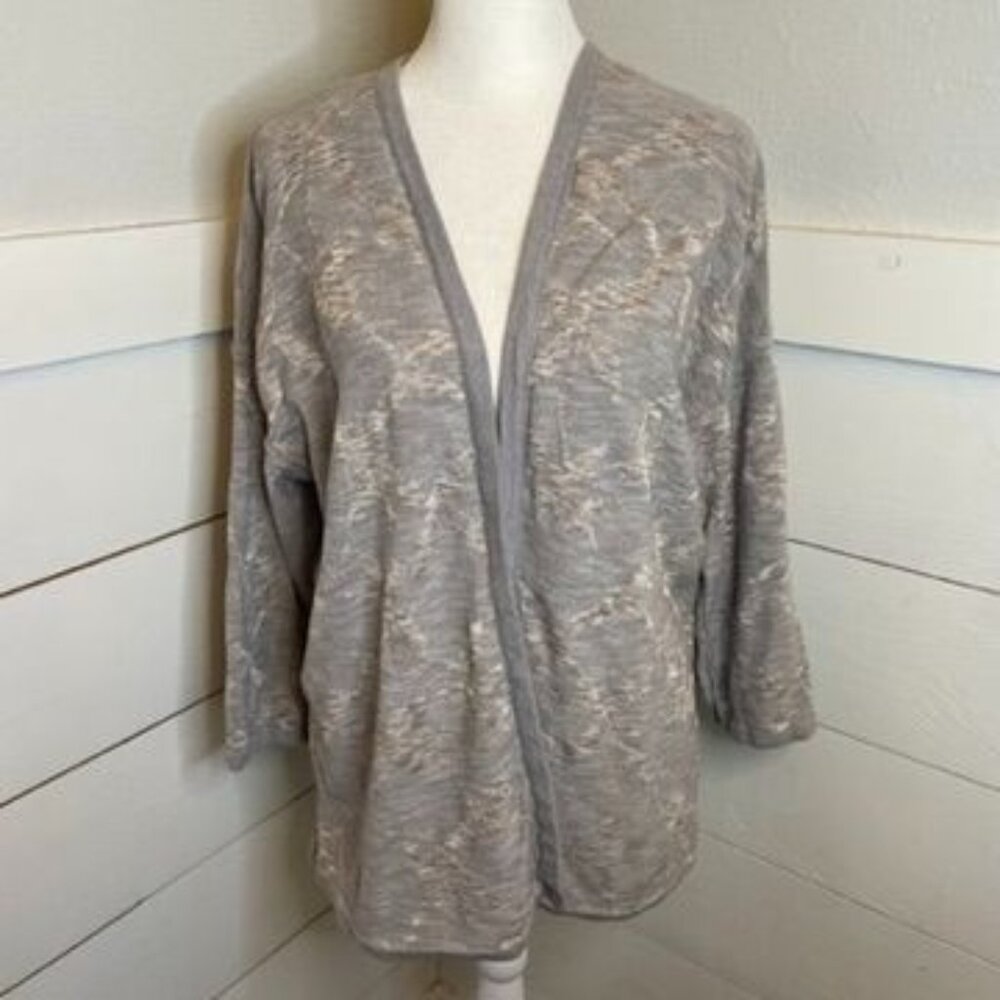 Pure Jill Gray Beige Open Front Cardigan Duster Women's Size M‎